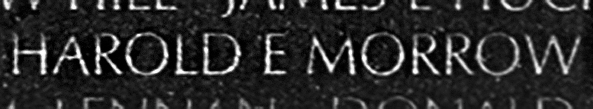 Gunnery Sergeant Harold Eugene Morrow's name engraved on The Wall.